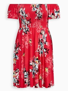NWT 3X floral off the shoulder skater dress